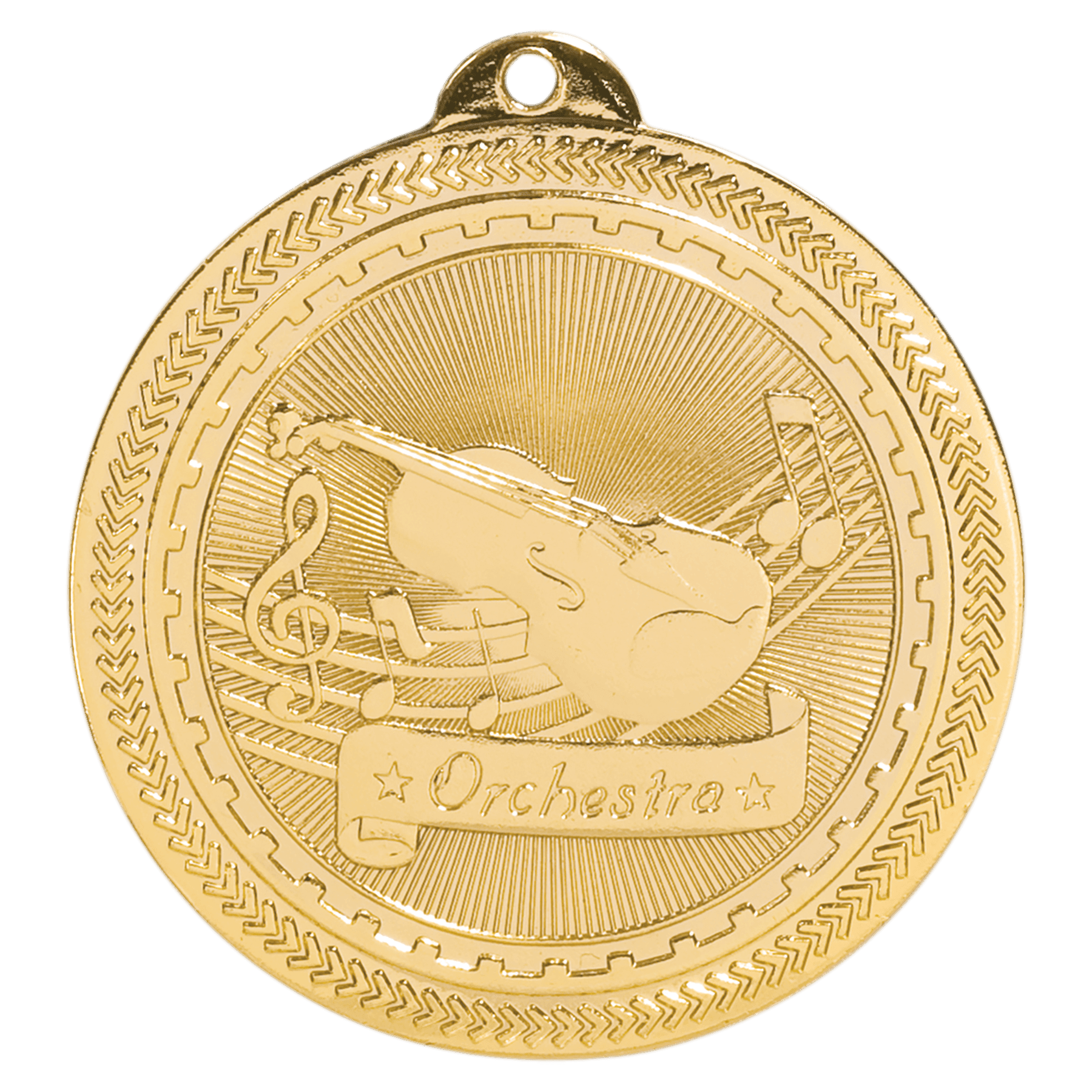 Bright Gold Orchestra Engravable BriteLazer Medal - 2"