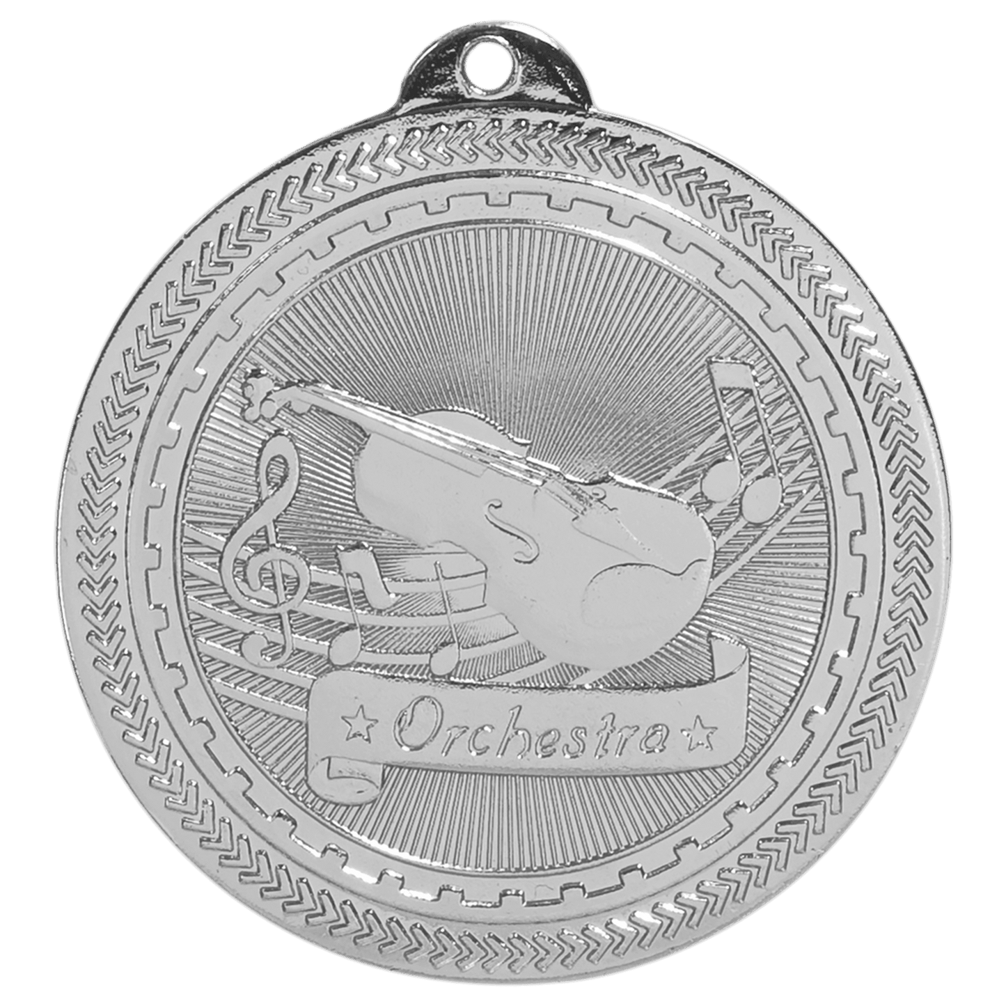 Bright Silver Orchestra Engravable BriteLazer Medal - 2"