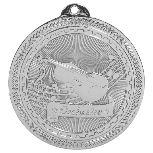 Bright Silver Orchestra Engravable BriteLazer Medal - 2"