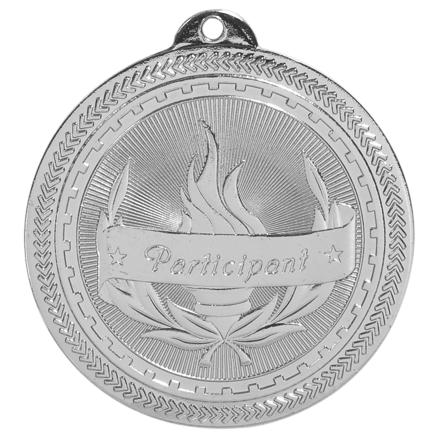 Bright Silver Participant Engravable BriteLazer Medal - 2"