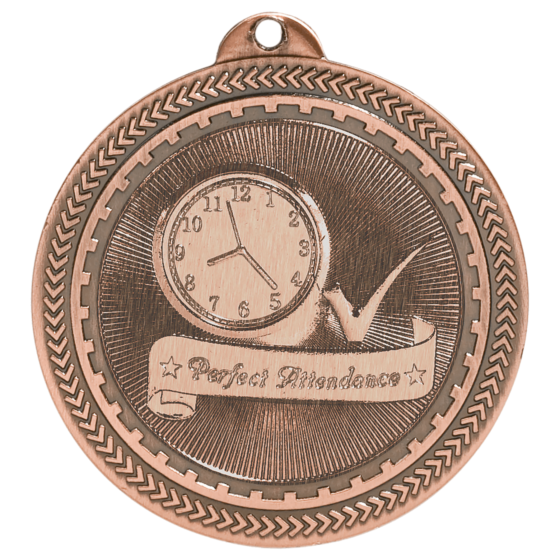 Antique Bronze Perfect Attendance Engravable BriteLazer Medal - 2"