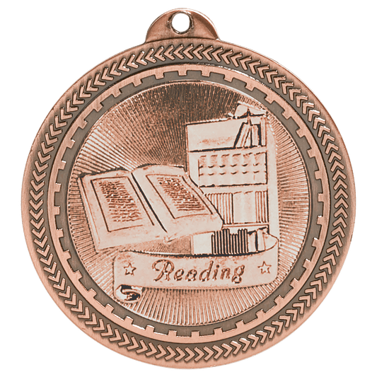 Antique Bronze Reading Engravable BriteLazer Medal - 2"