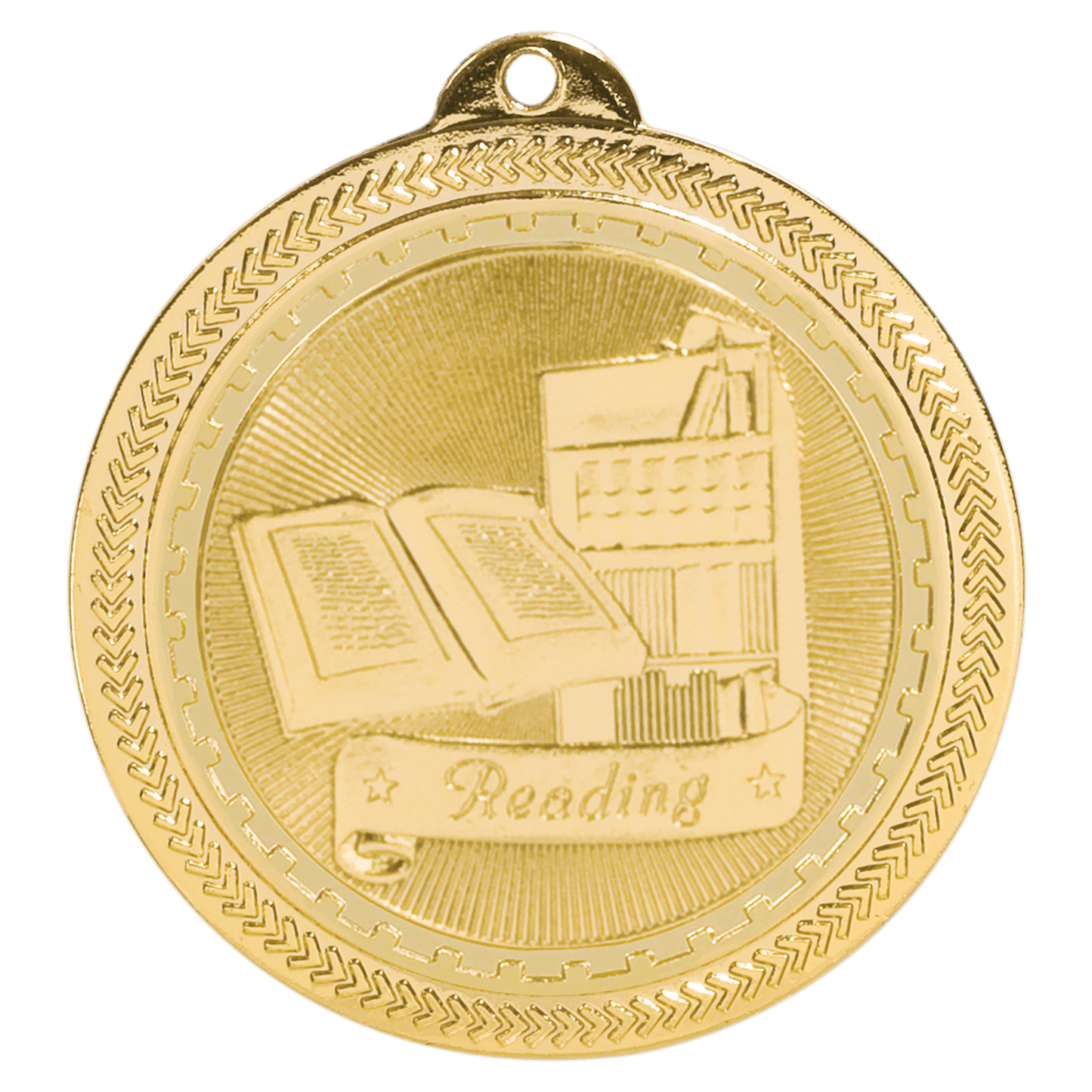 Bright Gold Reading Engravable BriteLazer Medal - 2"