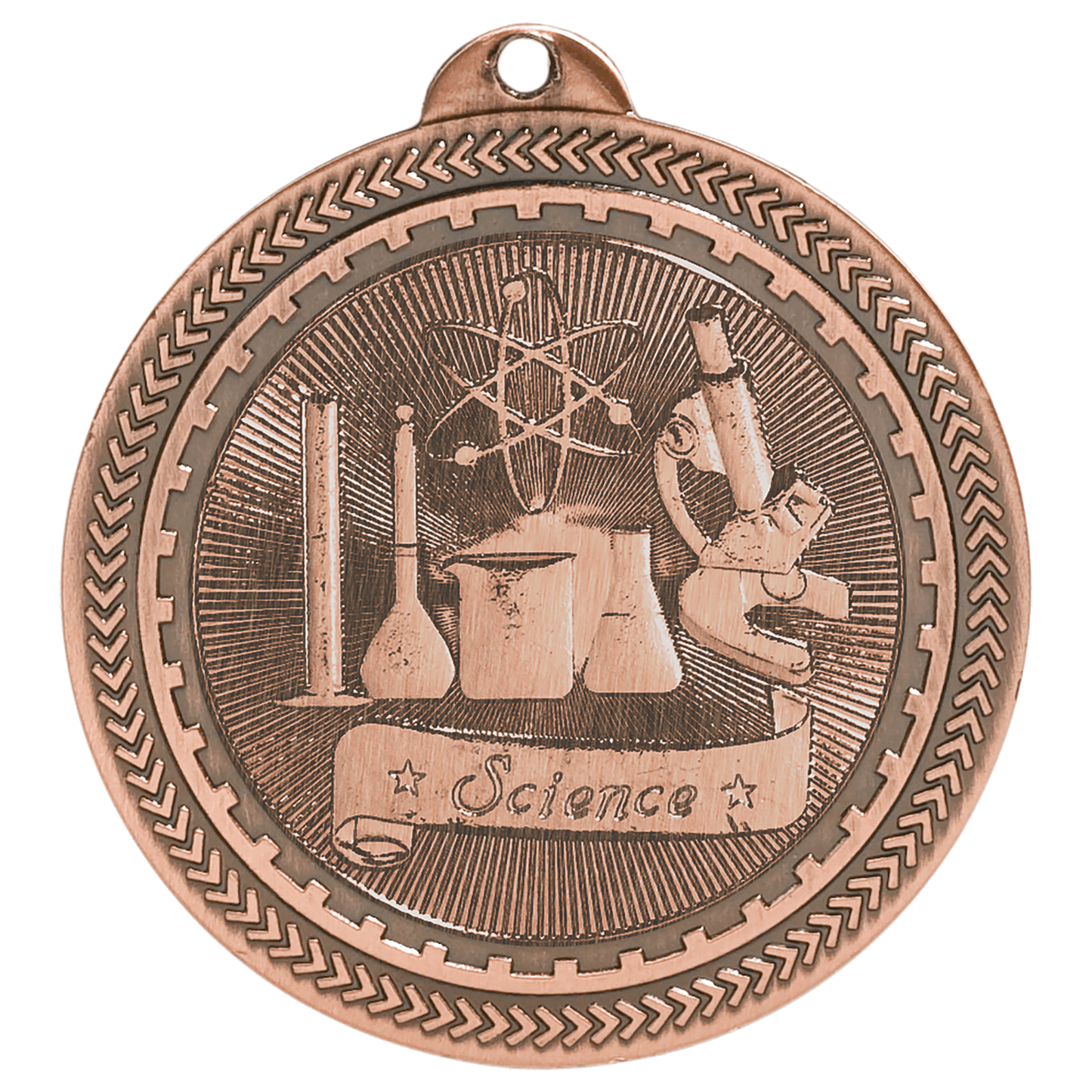Antique Bronze Science Engravable BriteLazer Medal - 2"