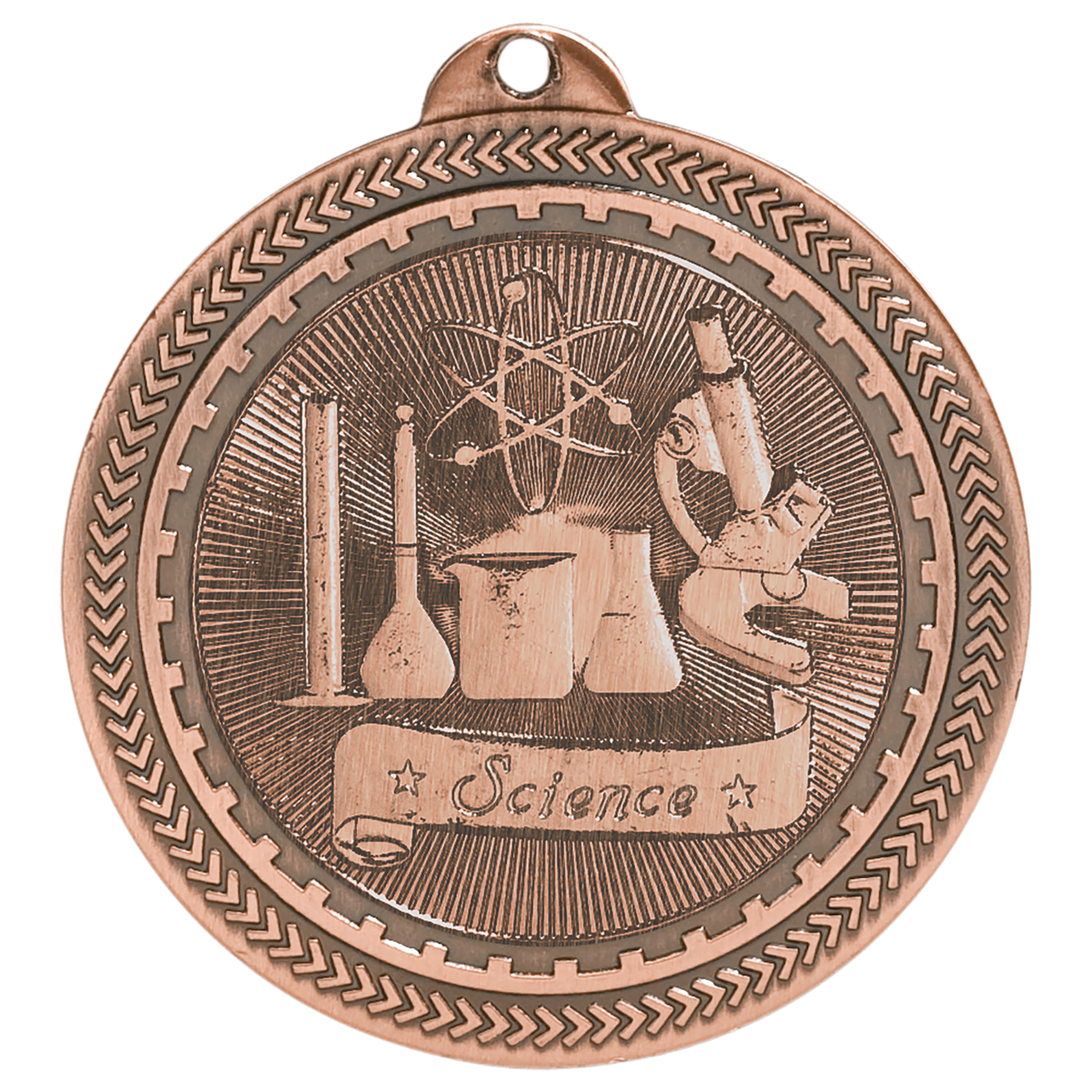 Antique Bronze Science Engravable BriteLazer Medal - 2"