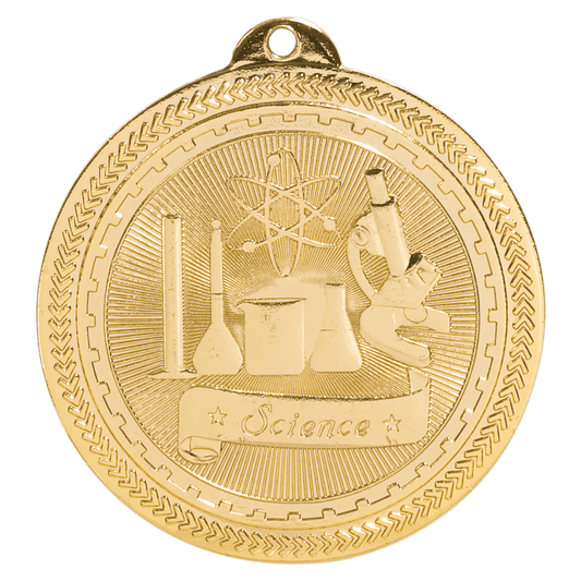 Bright Gold Science Engravable BriteLazer Medal - 2"