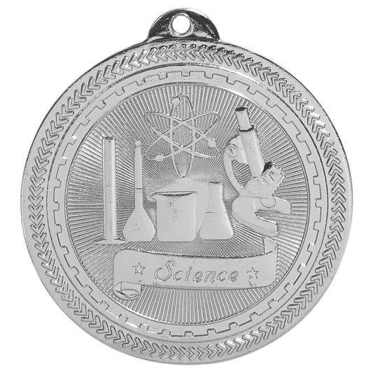 Bright Silver Science Engravable BriteLazer Medal - 2"