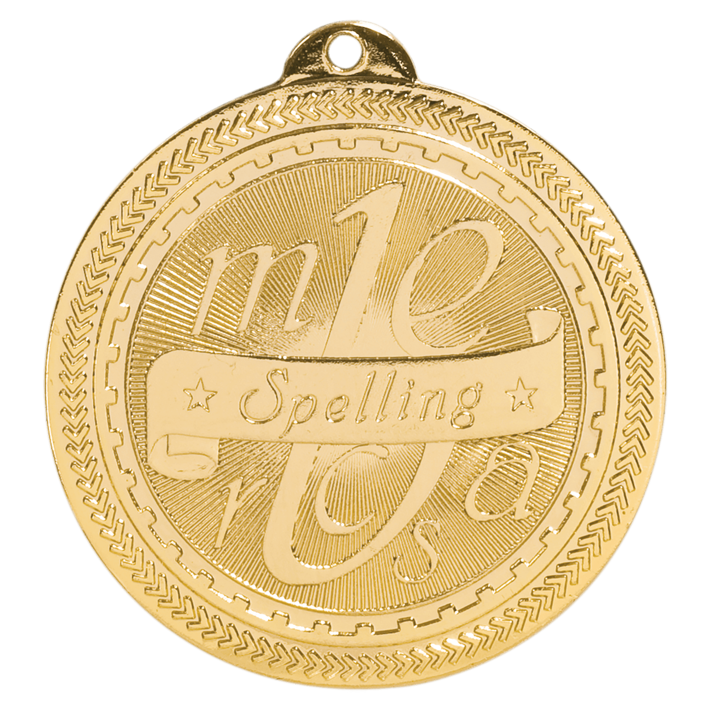 Bright Gold Spelling Engravable BriteLazer Medal - 2"