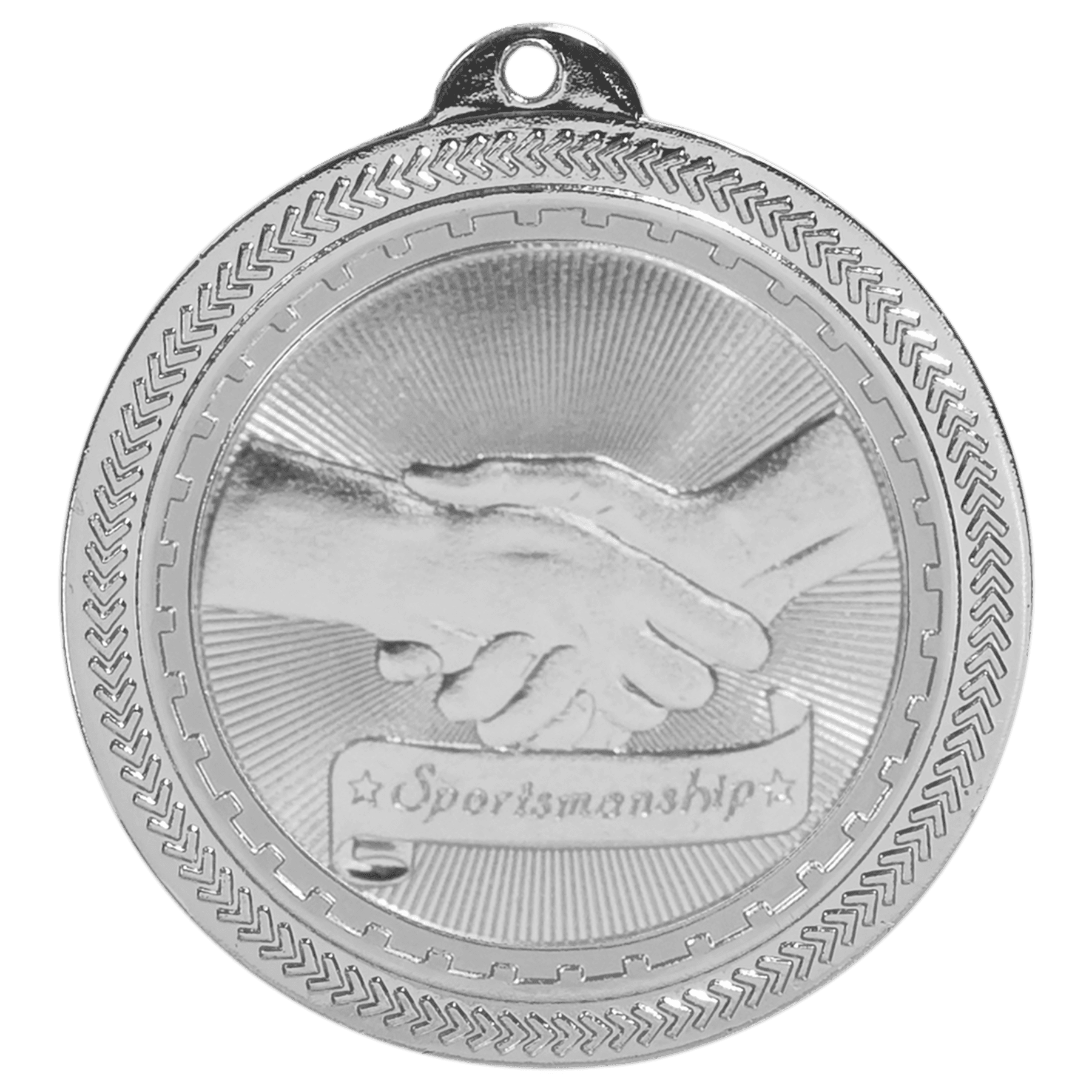 Bright Silver Sportsmanship Engravable BriteLazer Medal - 2"