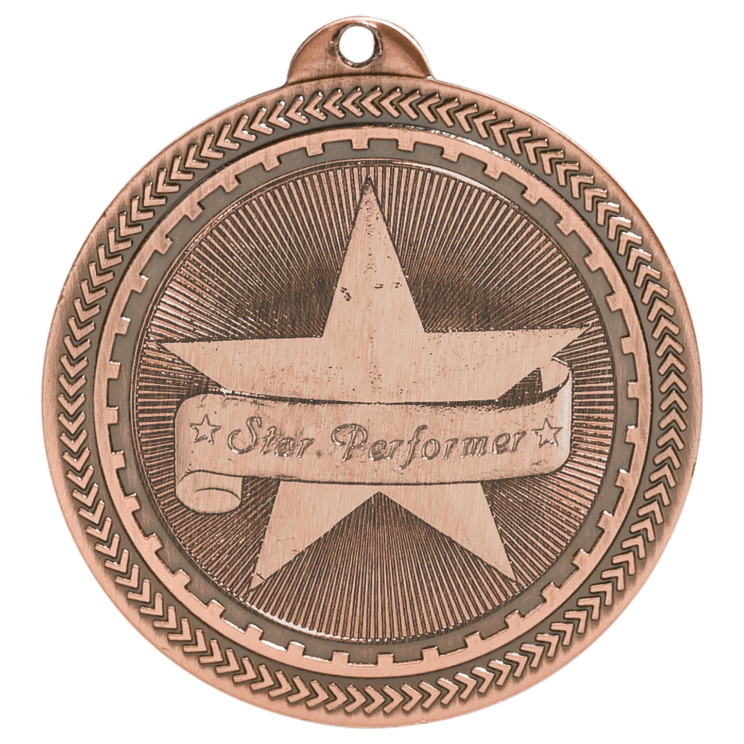 Antique Bronze Star Performer Engravable BriteLazer Medal - 2"