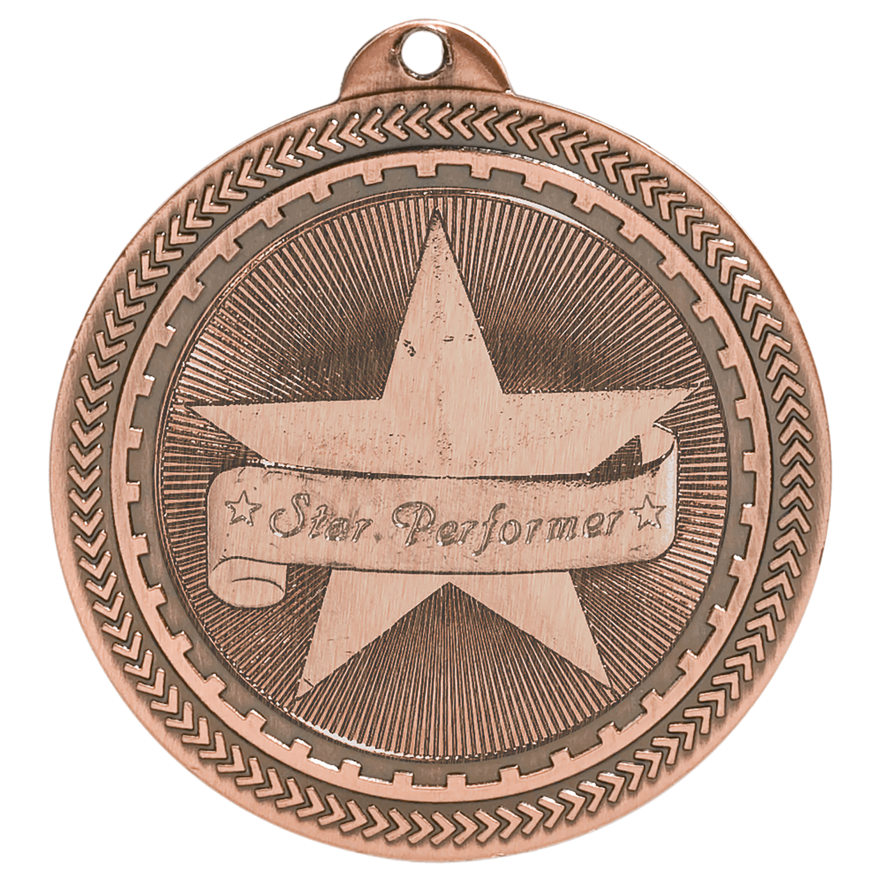 Antique Bronze Star Performer Engravable BriteLazer Medal - 2"