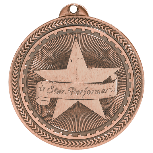 2" Antique Bronze Star Performer Laserable BriteLazer Medal