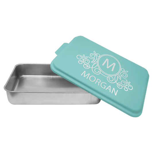 9" x 13" Aluminum Cake Pan with Teal Lid
