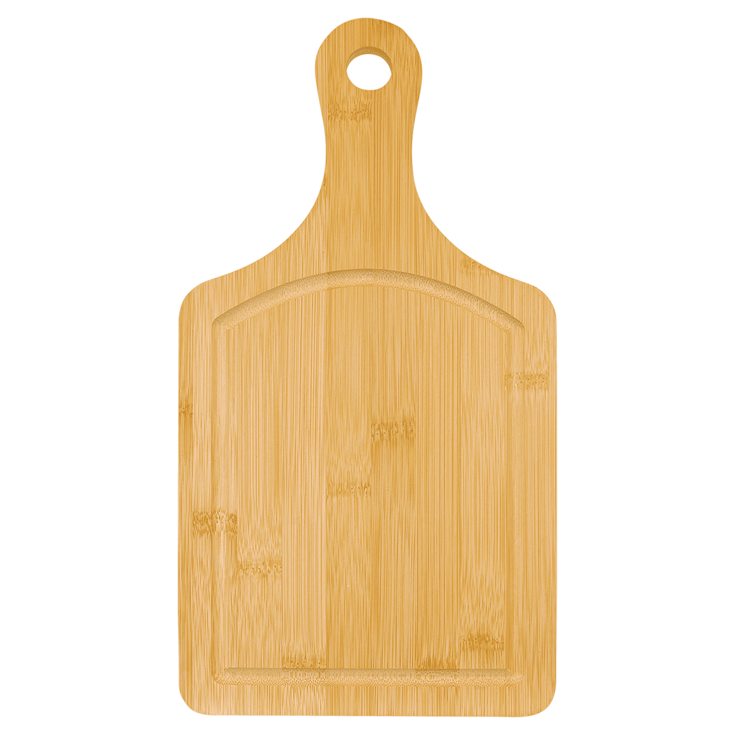 13 1/2" x 7" Bamboo Cutting Board Paddle Shape with Drip Ring