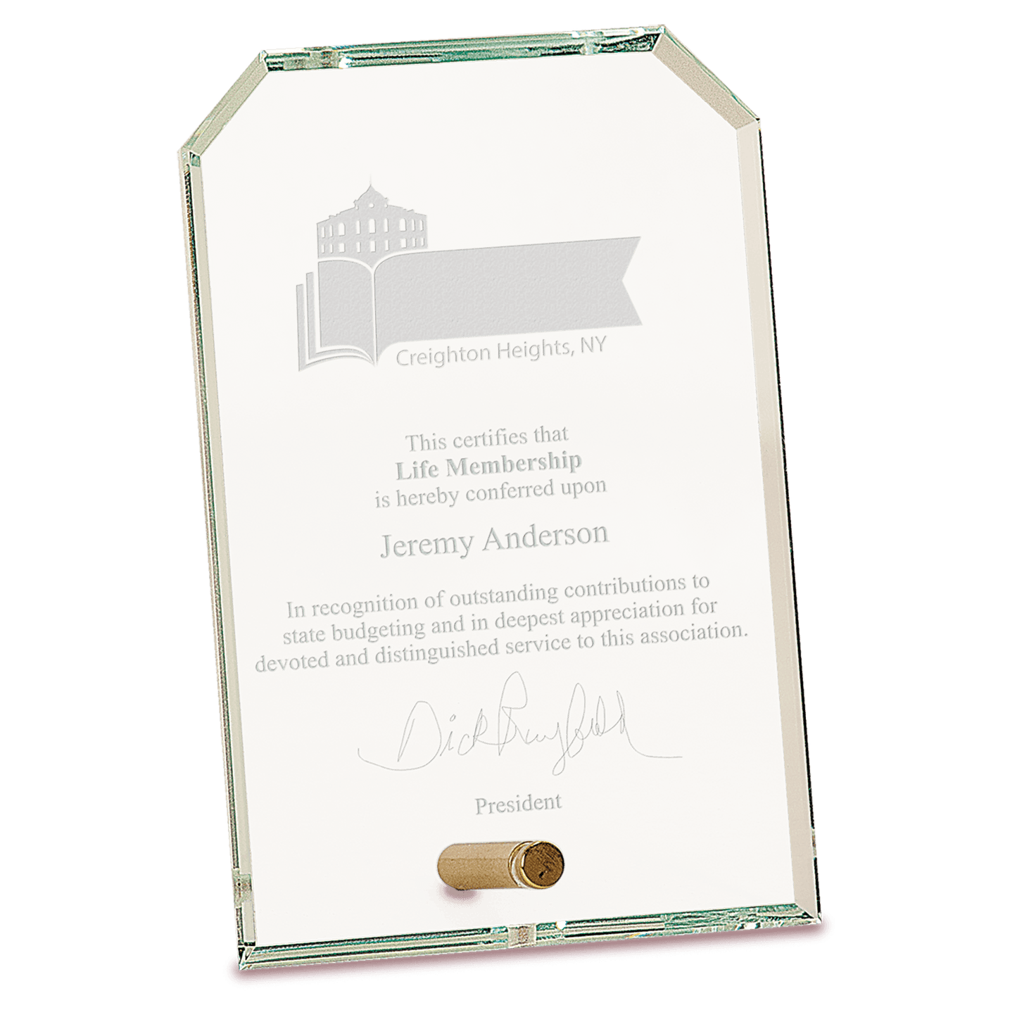 Clear Clipped Corners Rectangle CrystalEdge Glass - 4" x 6"