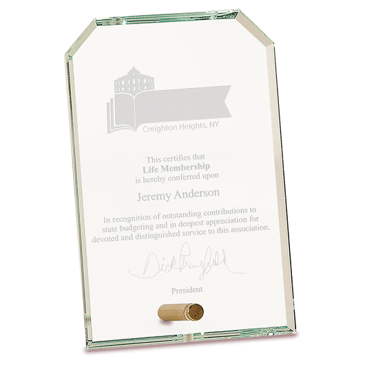 Clear Clipped Corners Rectangle CrystalEdge Glass - 4" x 6"