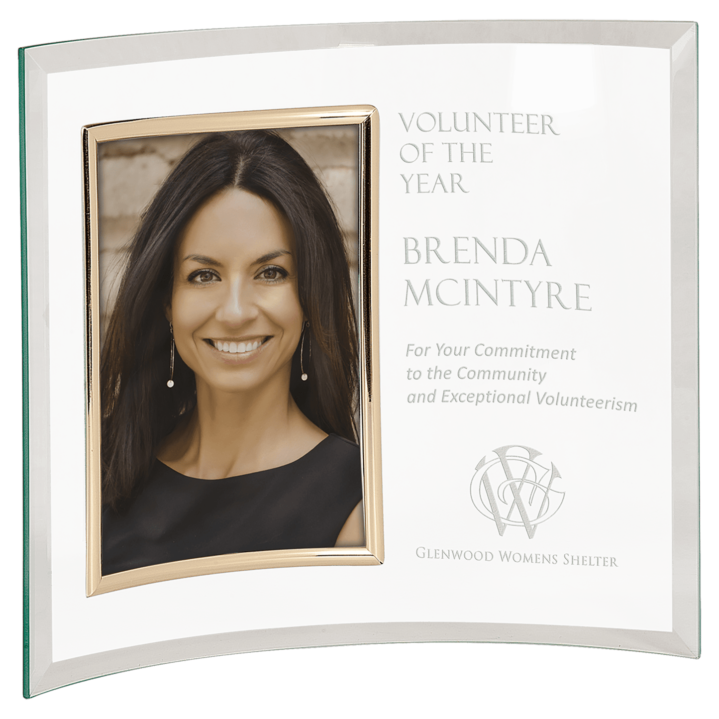 Jade Glass Crescent with 5" x 7" Picture Frame - 12" x 10"