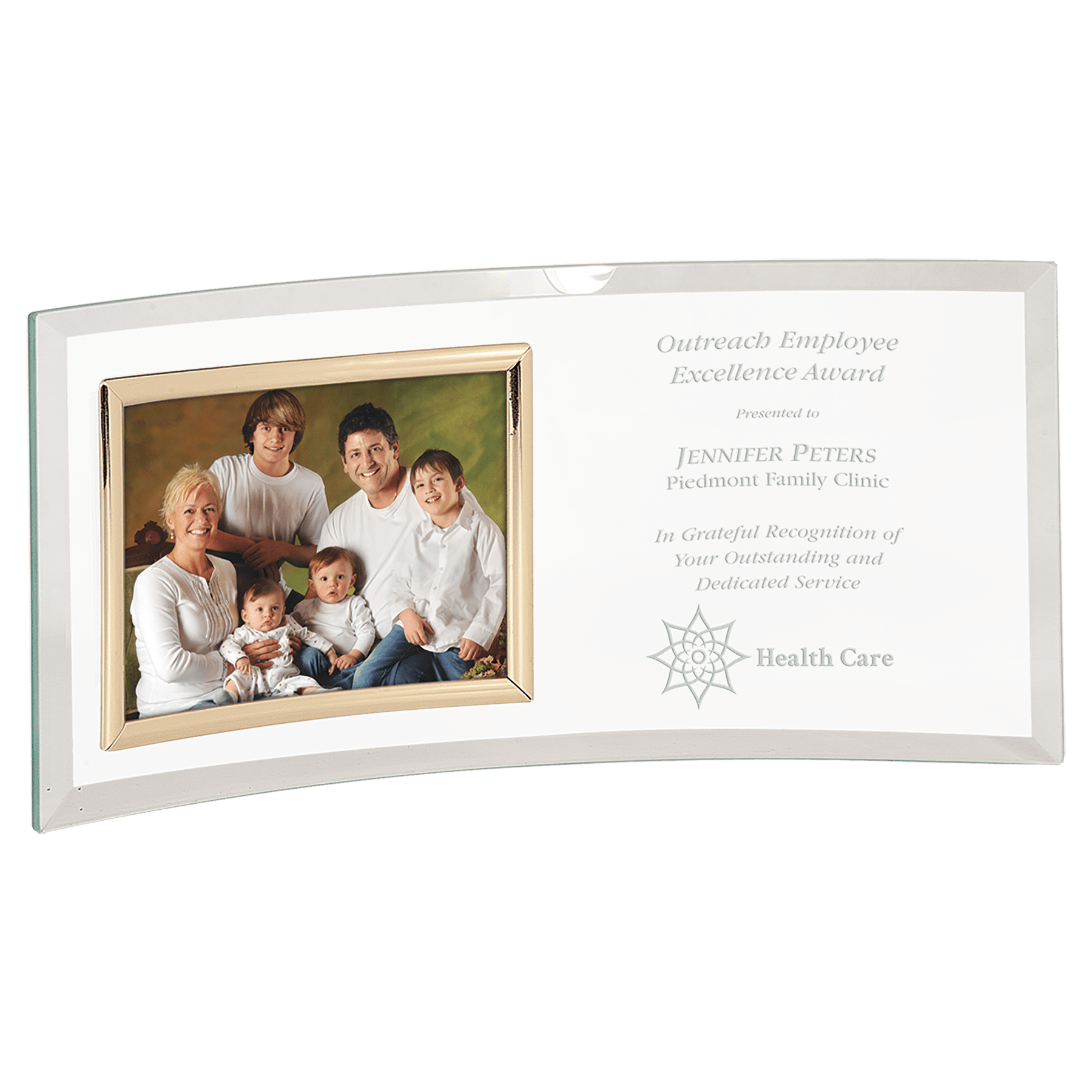 Jade Glass Crescent with 5" x 3 1/2" Picture Frame - 12" x 5 1/2"