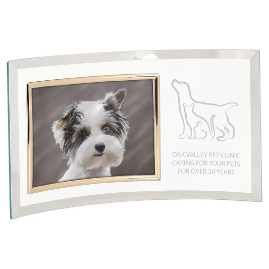 Jade Glass Crescent with 7" x 5" Picture Frame - 13" x 7 1/2"