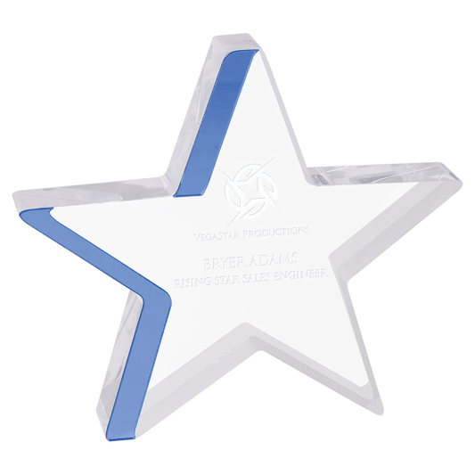 Star Acrylic with Blue Edge - 6 3/4" x 6"