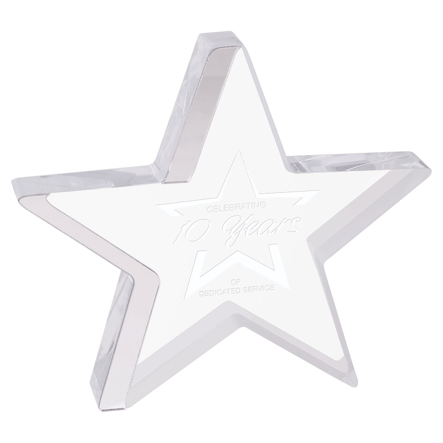 Star Acrylic with Silver Edge - 6 3/4" x 6"