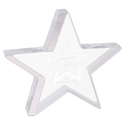 Star Acrylic with Silver Edge - 6 3/4" x 6"