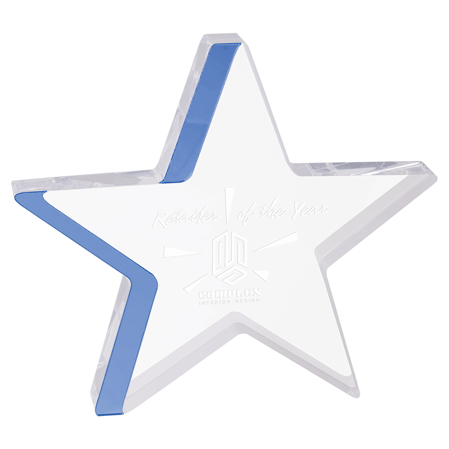 7 3/4" x 7" Star Acrylic with Blue Edge