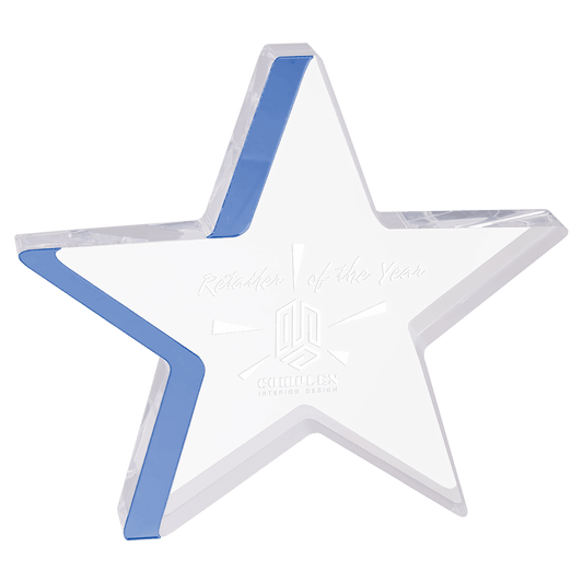 7 3/4" x 7" Star Acrylic with Blue Edge