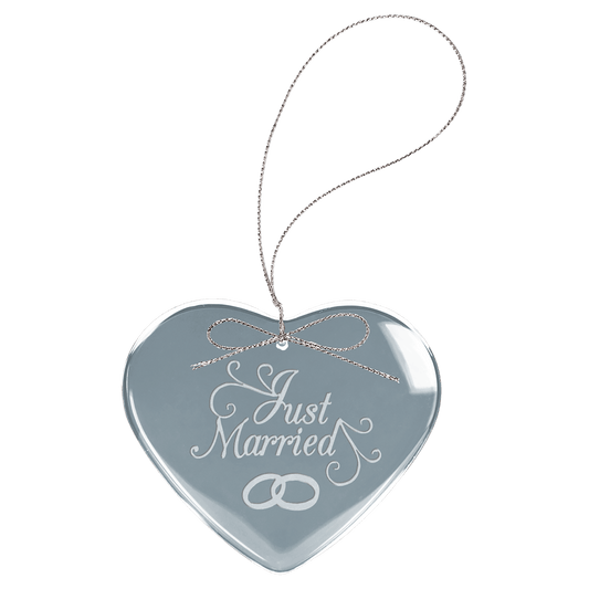 Clear Heart Glass Ornament with Silver String - 3"