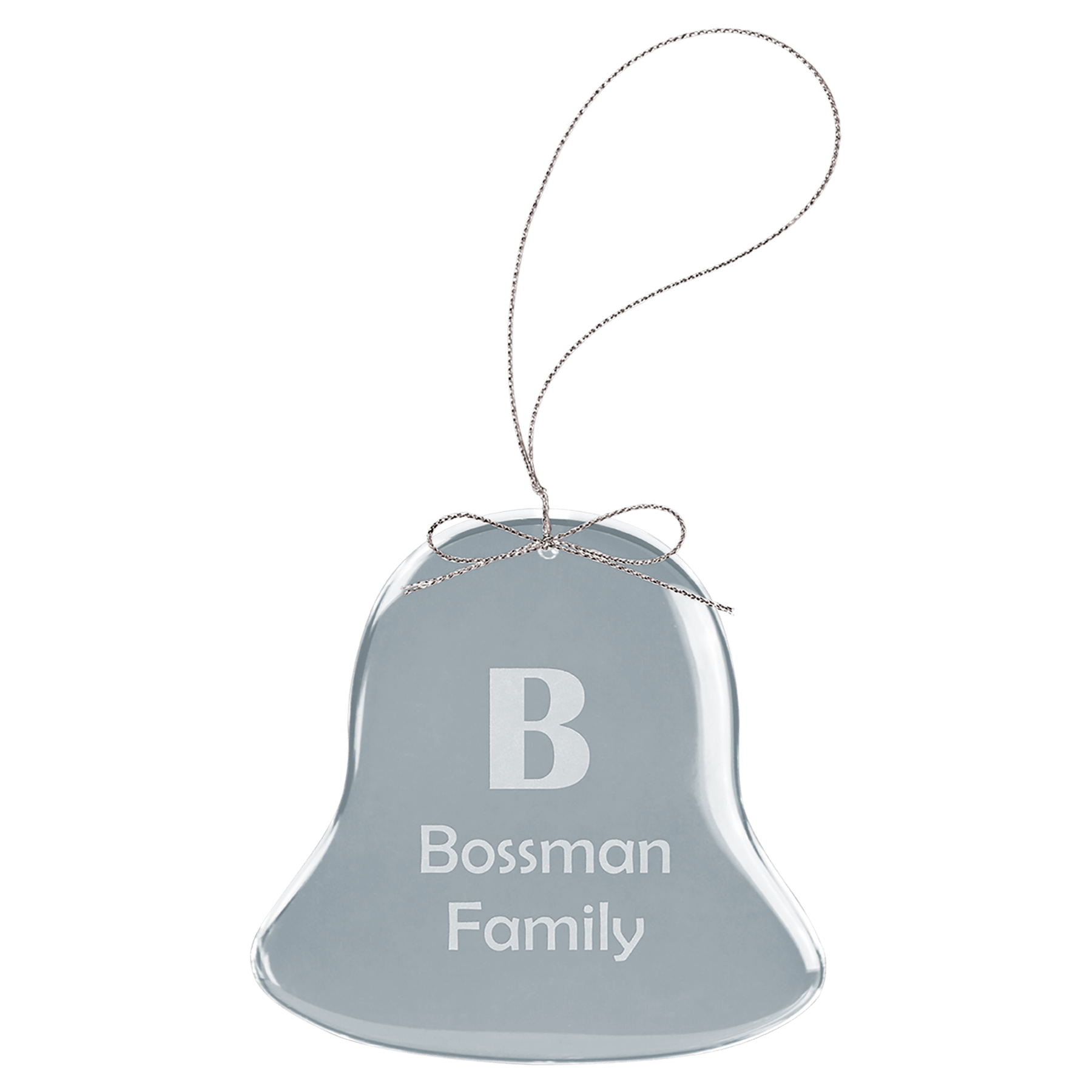 Clear Bell Glass Ornament with Silver String - 3"