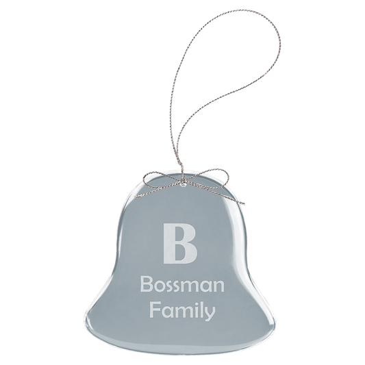 3" Clear Bell Glass Ornament with Silver String