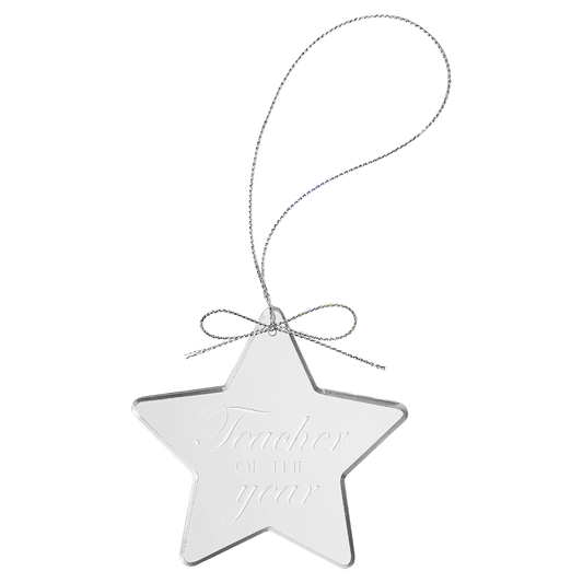 Clear Star Glass Ornament with Silver String - 3 1/4"