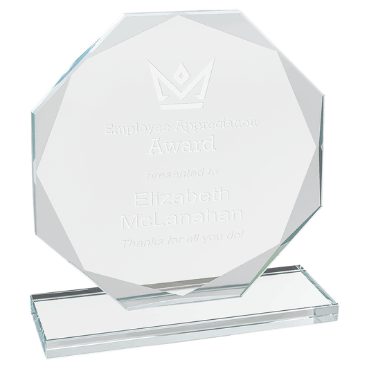 Octagon Clear Glass Award - 6"