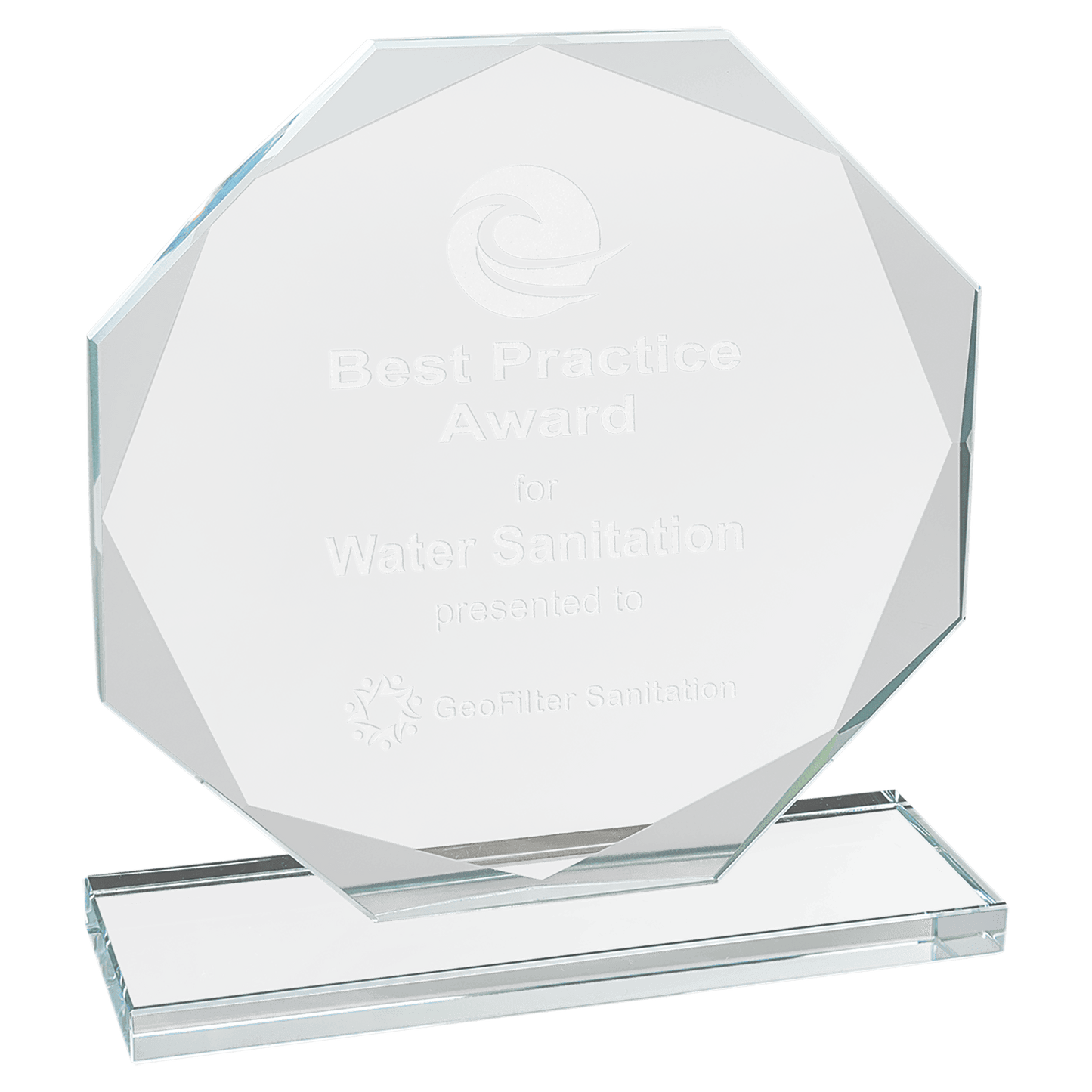Octagon Clear Glass Award - 6 1/2"