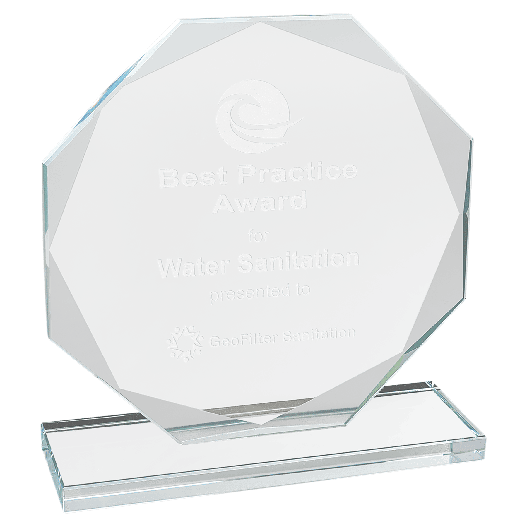 Octagon Clear Glass Award - 6 1/2"