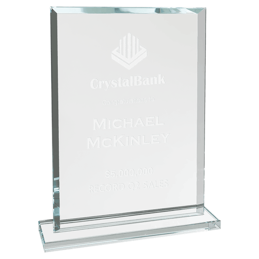 Rectangle Clear Glass Award - 8 1/2"