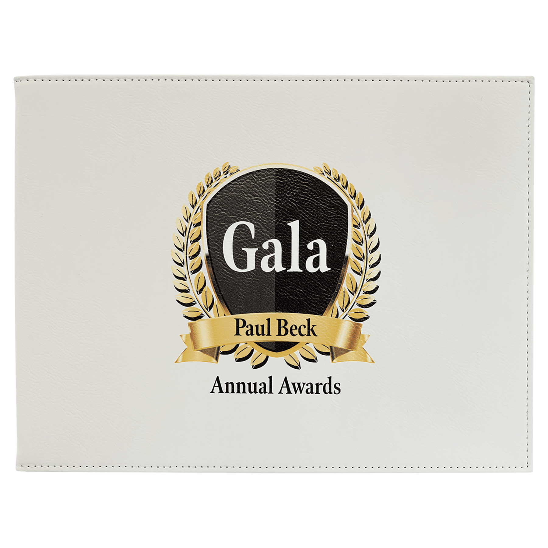 White Engravable Leatherette Certificate Holder - 9" x 12"