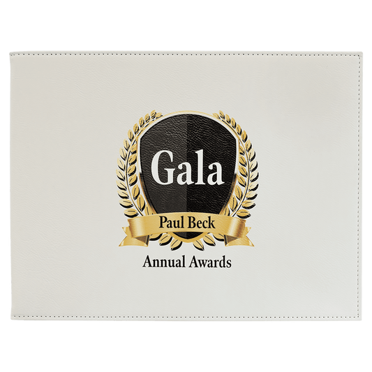 White Engravable Leatherette Certificate Holder - 9" x 12"