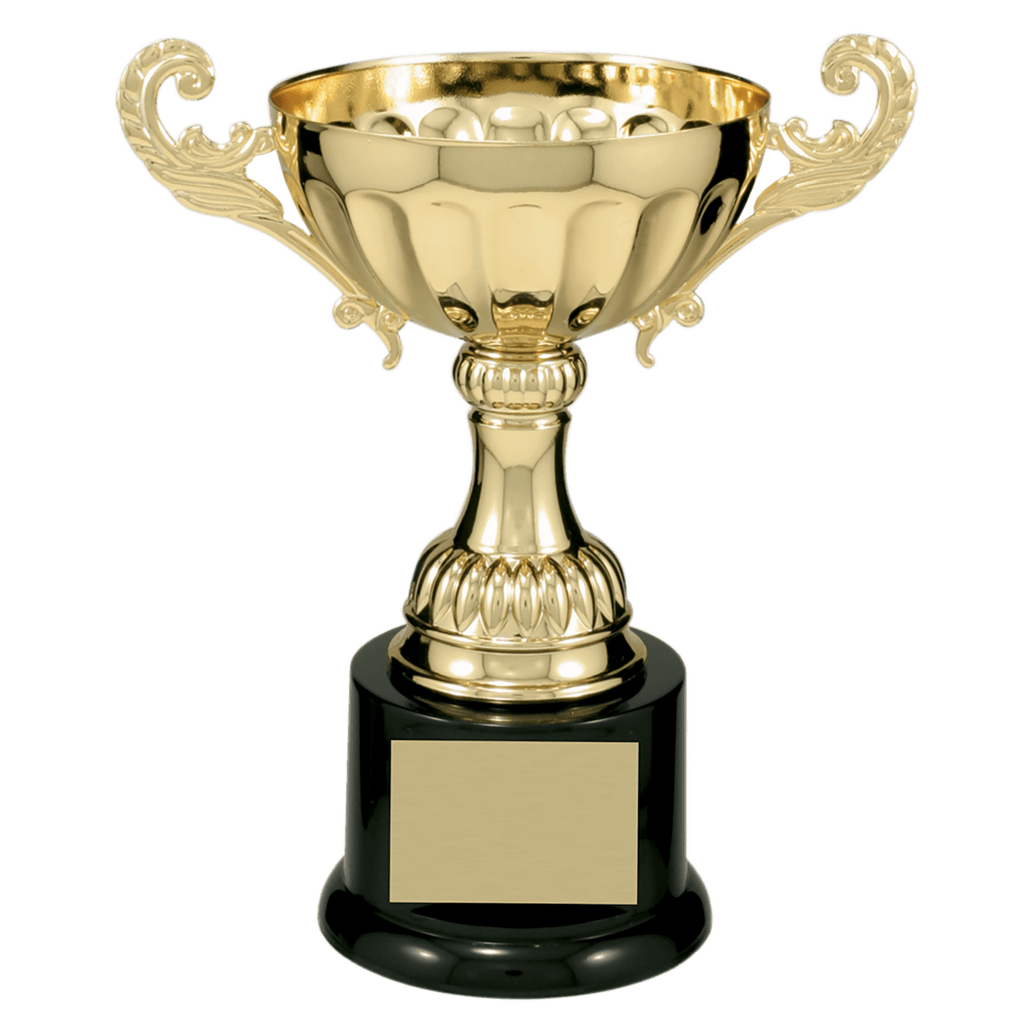 Gold Completed Metal Cup Trophy on Plastic Base - 7 1/2"