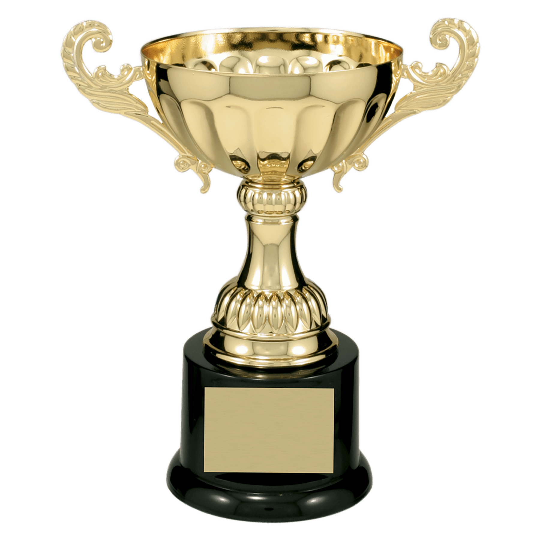 Gold Completed Metal Cup Trophy on Plastic Base - 7 1/2"