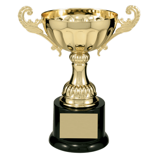 7 1/2" Gold Completed Metal Cup Trophy on Plastic Base