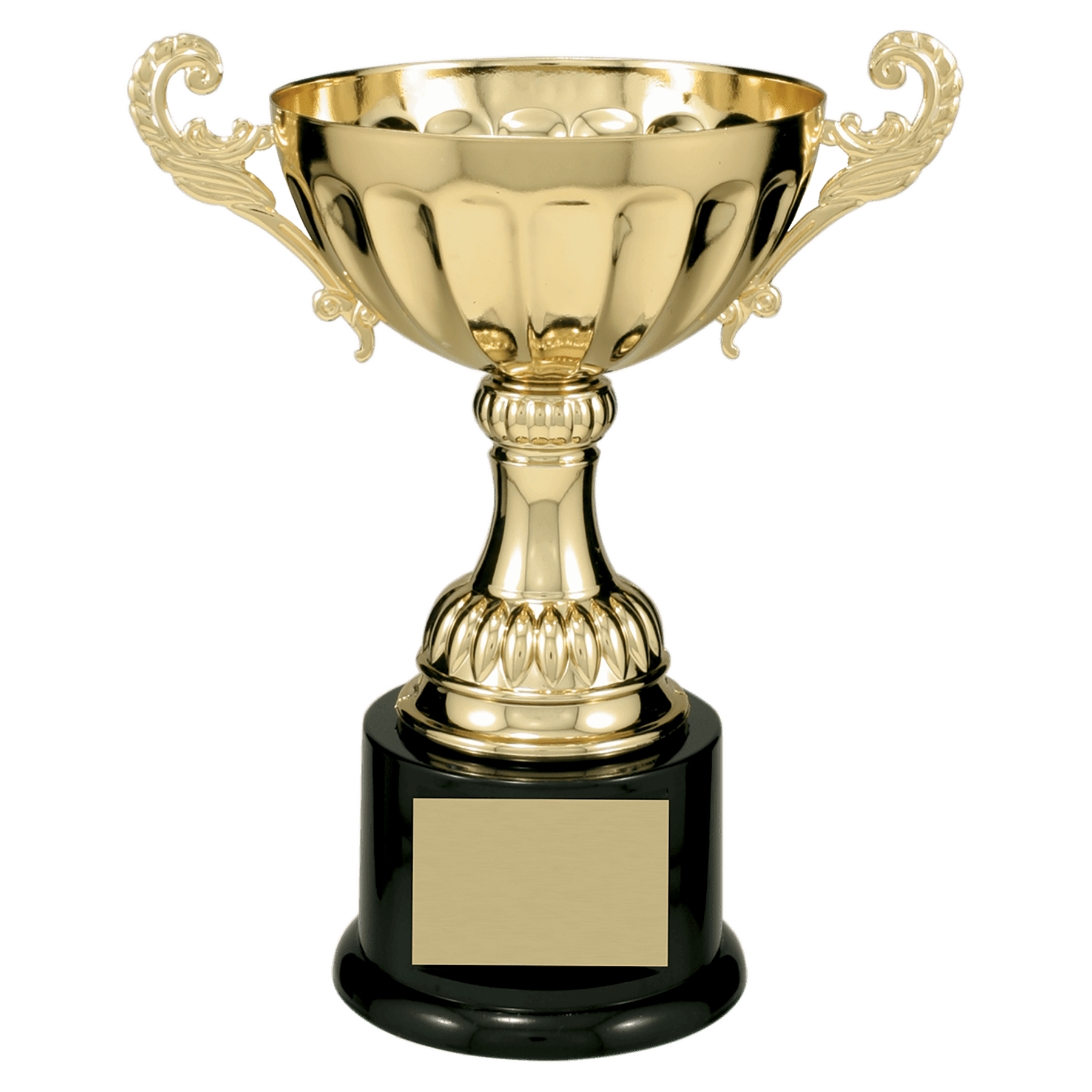 Gold Completed Metal Cup Trophy on Plastic Base - 8 1/2"