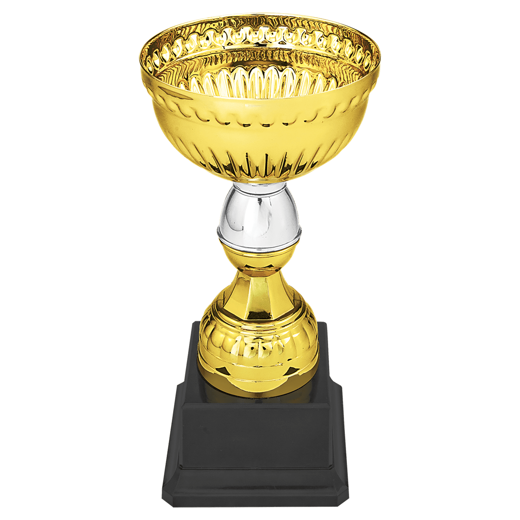 Gold & Silver Metal Cup with Plastic Stem and Base - 7"