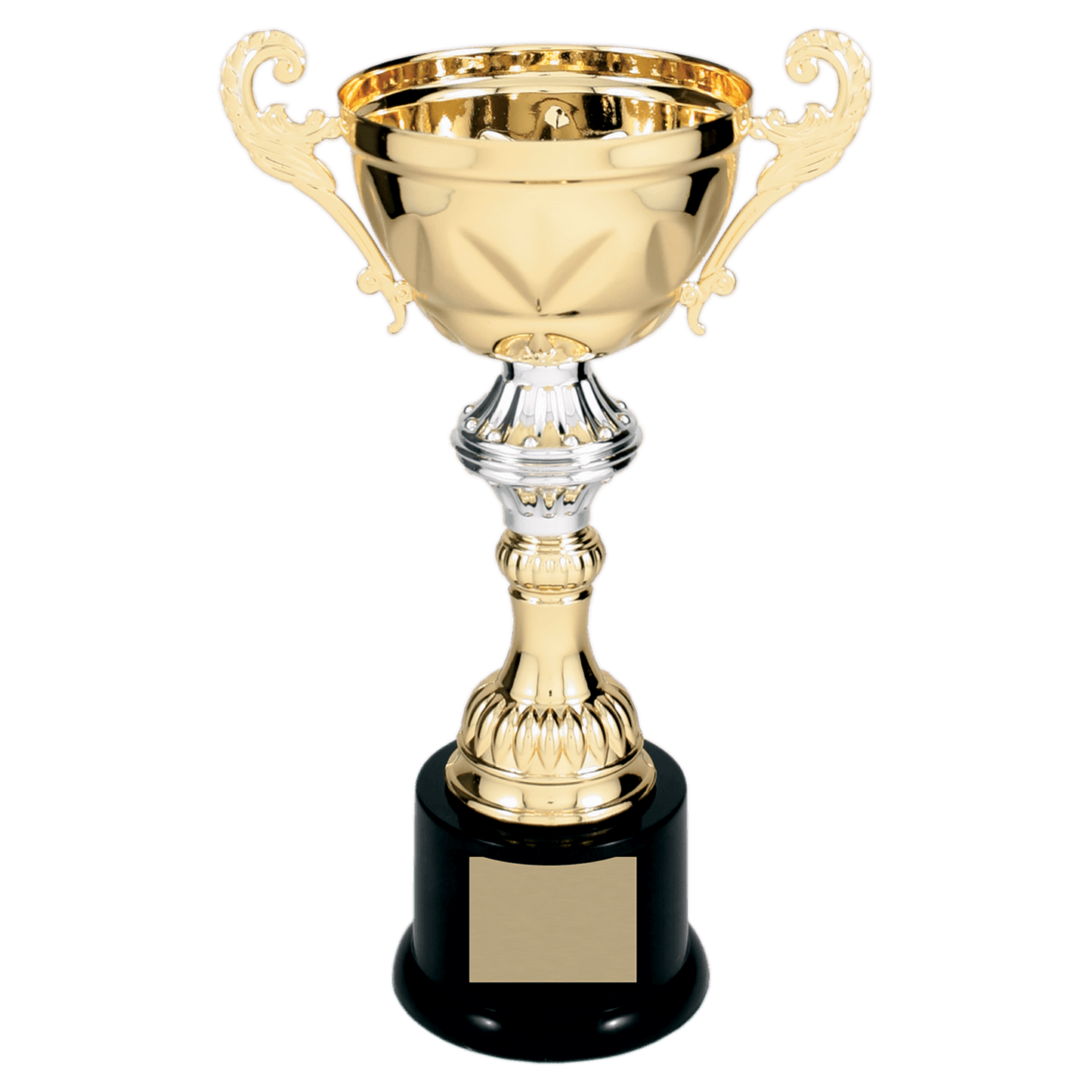 Gold Completed Metal Cup Trophy on Plastic Base - 10"