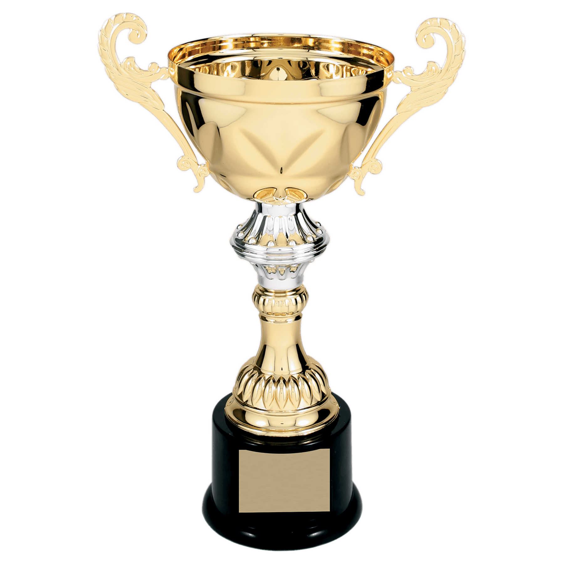 Gold Completed Metal Cup Trophy on Plastic Base - 11 1/2"