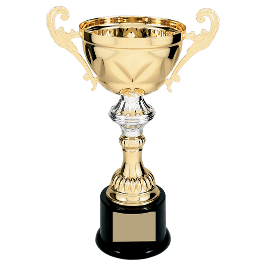 11 1/2" Gold Completed Metal Cup Trophy on Plastic Base