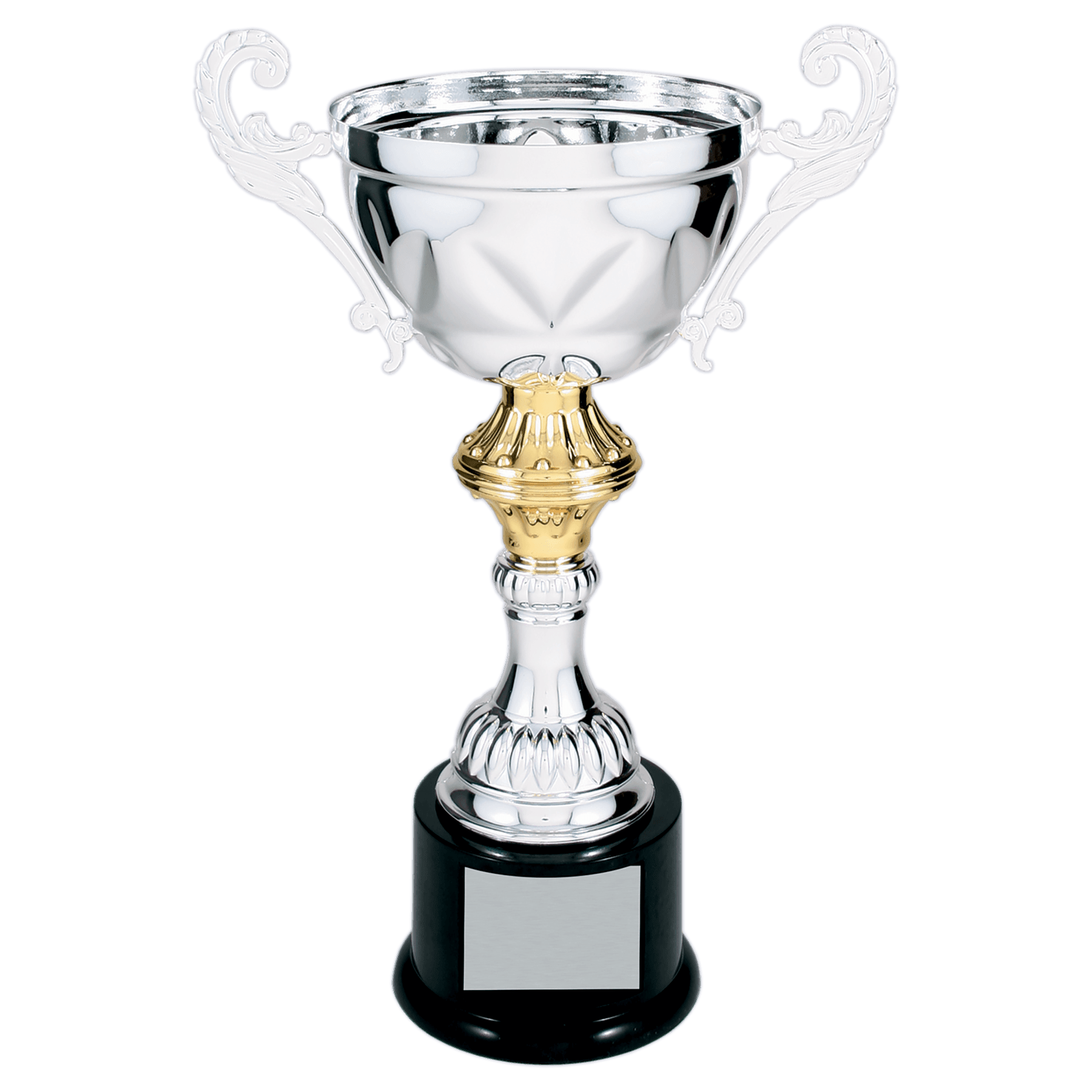 Silver Completed Metal Cup Trophy on Plastic Base - 11 1/2"