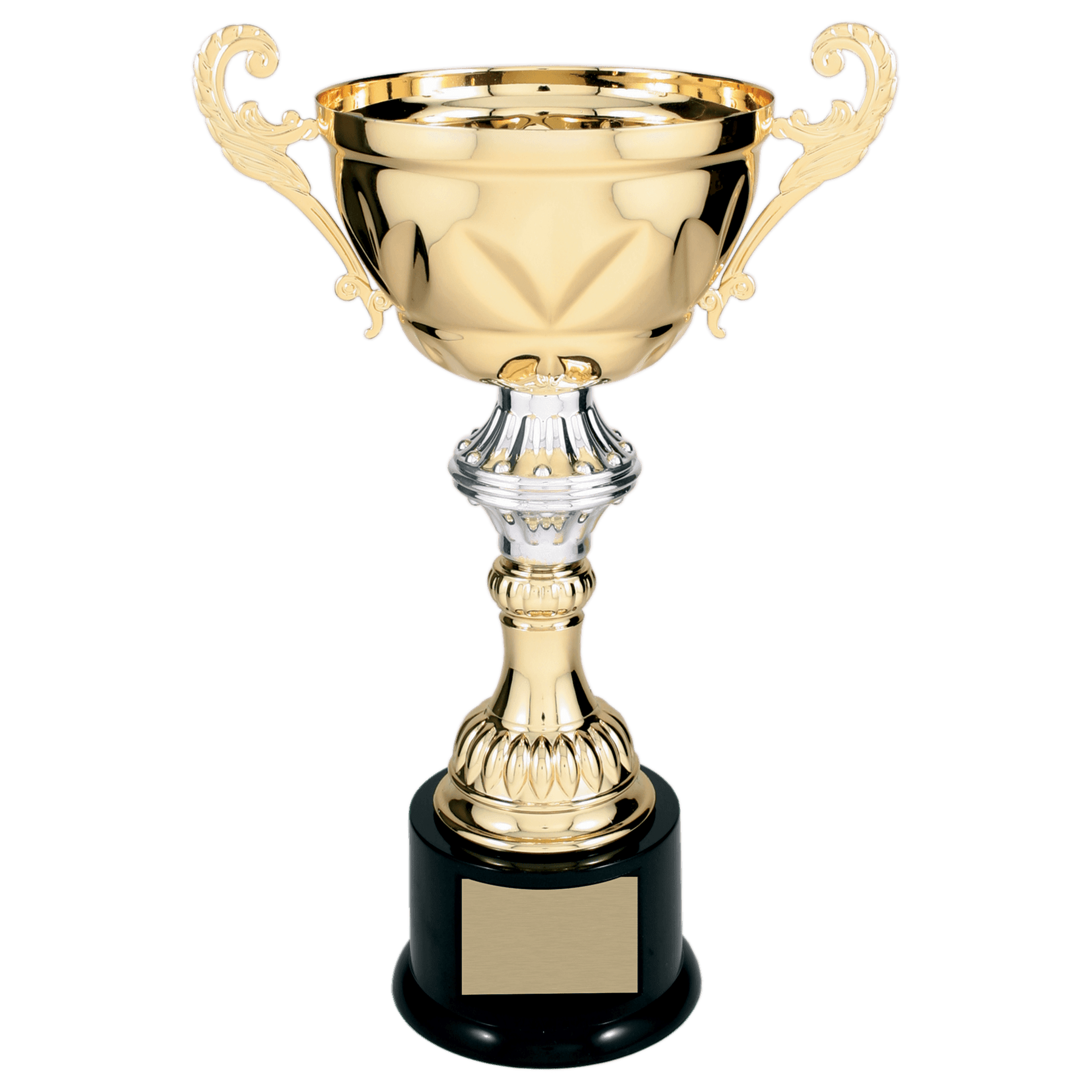 Gold Completed Metal Cup Trophy on Plastic Base - 13"