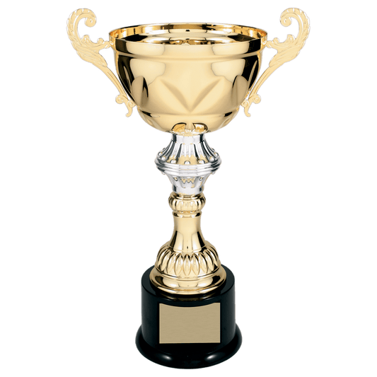 13" Gold Completed Metal Cup Trophy on Plastic Base