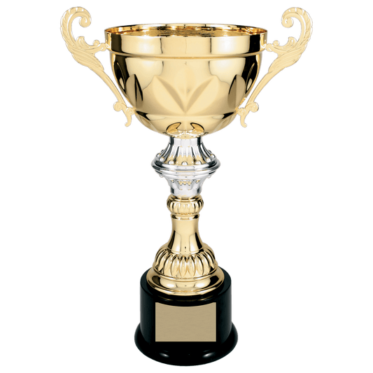 14 1/2" Gold Completed Metal Cup Trophy on Plastic Base